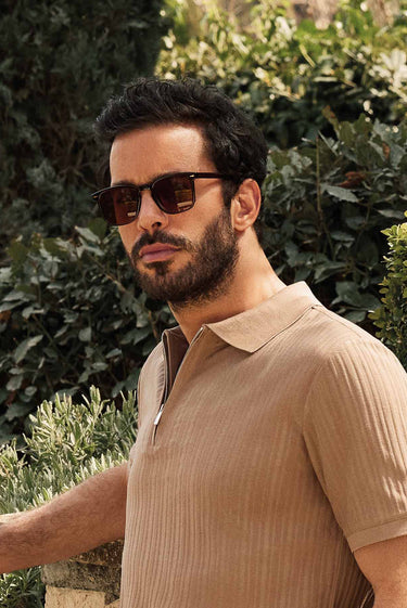 Orta Kahve UV400 Korumalı Kemik Çerçeve Erkek Güneş Gözlüğü