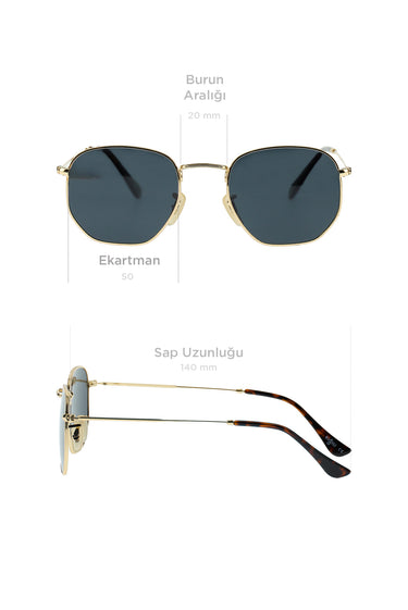 Gold UV400 Korumalı Metal Çerçeve Erkek Güneş Gözlüğü