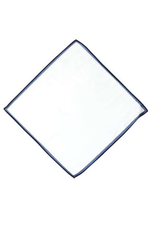 White and Navy Plain Handkerchief