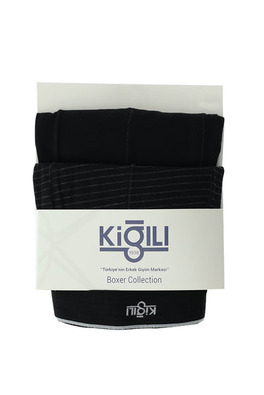 Siyah 2'li Desenli Pamuklu Boxer Seti