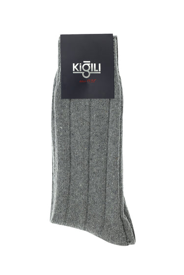 Orta Gri Melanj Tekli Yünlü Termal Çorap