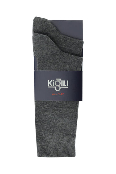 Orta Füme 2'li Pamuklu Çorap Seti