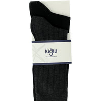 Light Anthracite Melange 2-Pack Cotton Striped Lycra Stretch Sock Set