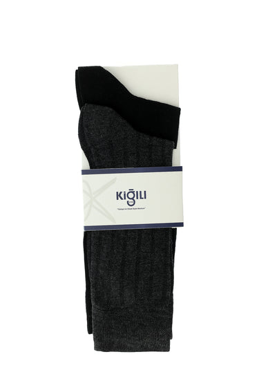 Açık Antrasit Melanj 2li Çizgili Çorap