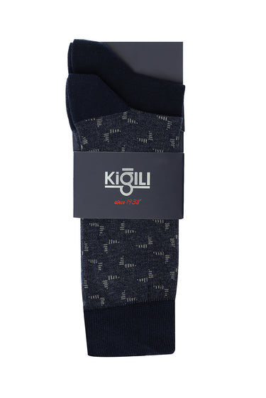 Açık Lacivert 2'li Desenli Pamuklu Çorap Seti