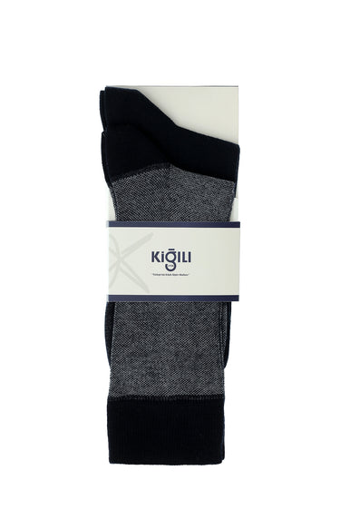 Lacivert 2'li Pamuklu Desenli Çorap Seti