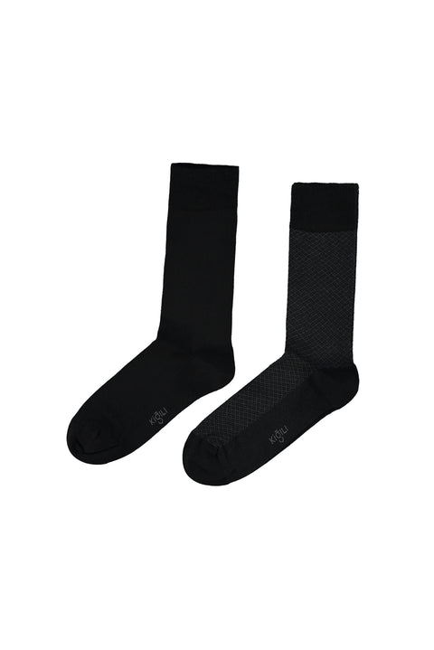 Light Black 2-Pack Cotton Lycra Stretch Patterned Sock Set