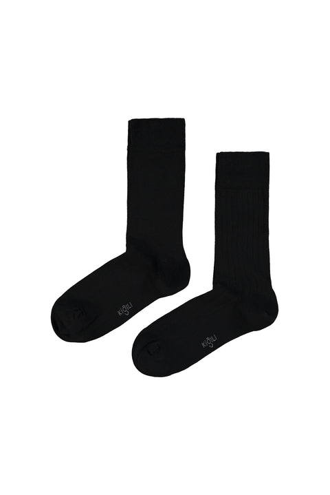 Black 2-Pack Cotton Lycra Stretch Patterned Sock Set