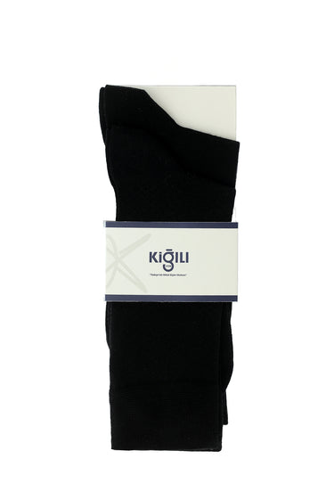 Siyah 2'li Pamuklu Desenli Çorap Seti