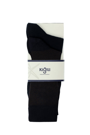 Açık Lacivert 2'li Pamuklu Desenli Çorap Seti