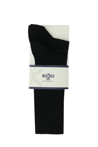 Siyah 2'li Pamuklu Desenli Çorap Seti