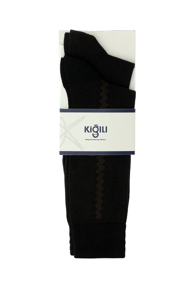 Orta Kahve 2'li Pamuklu Desenli Çorap Seti