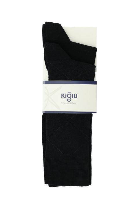 Black 2-Pack Cotton Patterned Socks