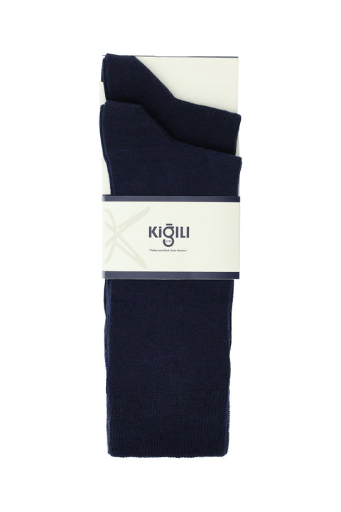 Dark Navy Blue 2-Pack Cotton Patterned Socks