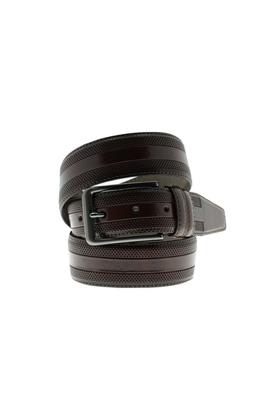 Koyu Kahve Desenli Klasik Kemer