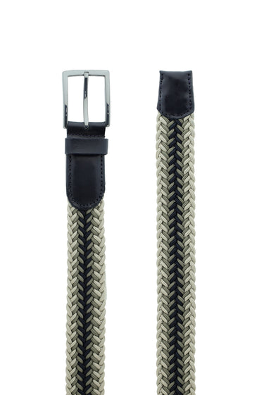 Orta Bej Örgü Desenli Spor Kemer