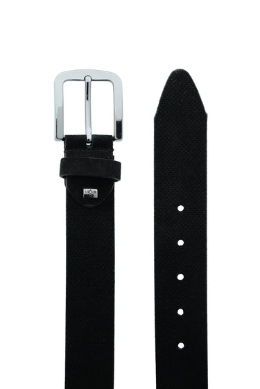 Siyah Spor Desenli Süet Kemer