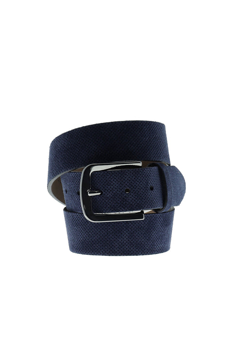 Dark Navy Suede Sport Patterned Belt