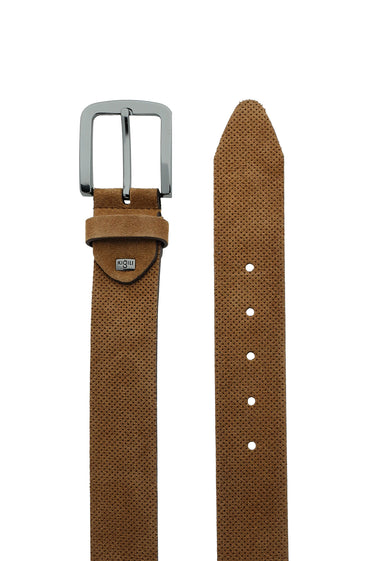 Taba Spor Desenli Süet Kemer