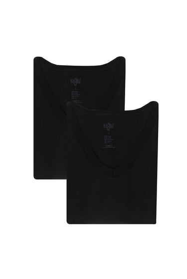 Siyah 2'li V Yaka Pamuk Atlet Seti