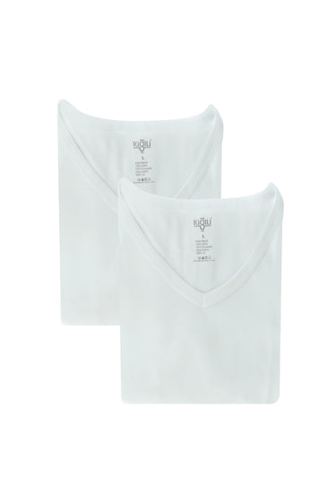 Beyaz 2'li V Yaka Pamuk Atlet Seti