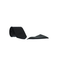 Black 2-Piece Patterned Tie & Pocket Square Set