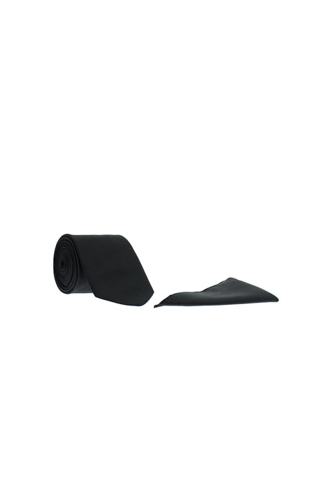 Black 2-Piece Patterned Tie & Pocket Square Set
