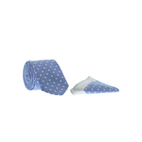 Blue 2-Piece Patterned Tie & Pocket Square Set