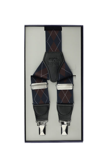 Orta Lacivert Likralı Desenli Pantolon Askısı