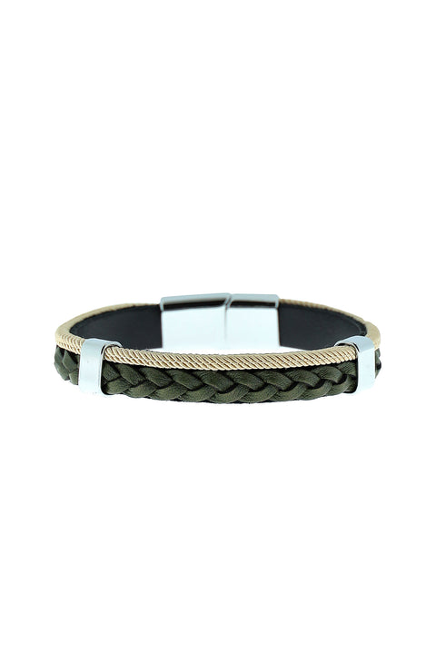 Dark Green Leather Bracelet