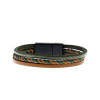Dark Green 3-Piece Leather Bracelet