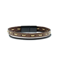 Dark Brown 2-Piece Leather Bracelet