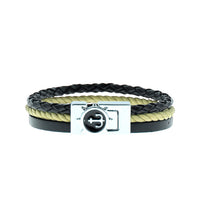 Black 3-Piece Leather Bracelet