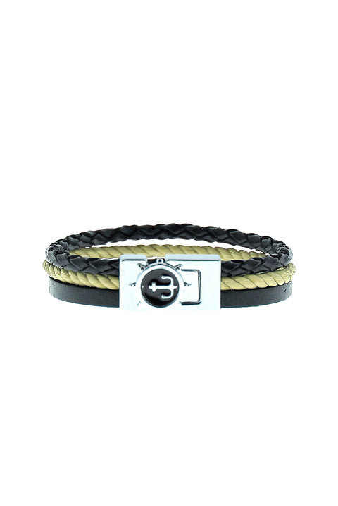 Black 3-Piece Leather Bracelet