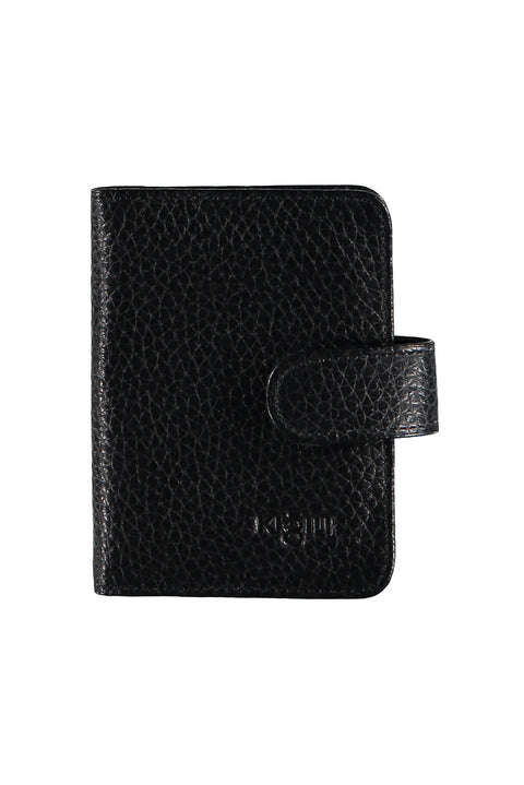 Black Patterned Snap-Closure Transparent Leather Card Holder