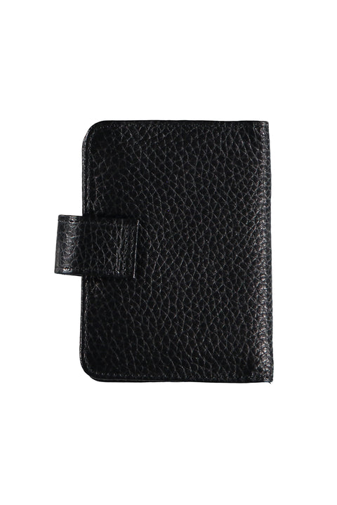 Black Patterned Snap-Closure Transparent Leather Card Holder