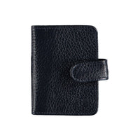 Dark Navy Patterned Snap-Closure Transparent Leather Card Holder