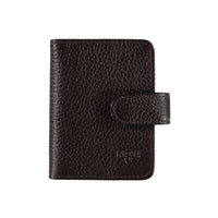 Dark Brown Patterned Snap-Closure Transparent Leather Card Holder
