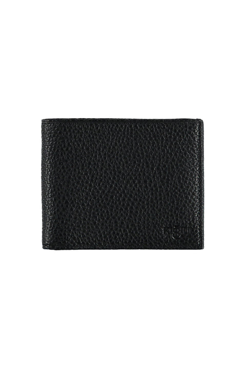 Black Patterned Horizontal Card Holder Wallet with Money Compartment
