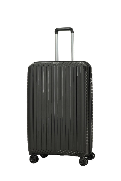 Black PP Large Striped Suitcase