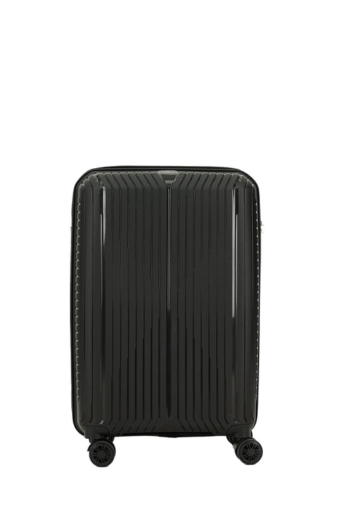 Black PP Large Striped Suitcase