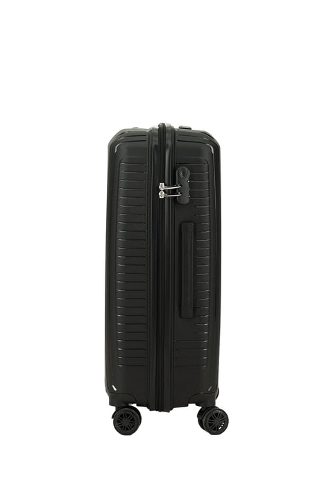 Black PP Large Striped Suitcase
