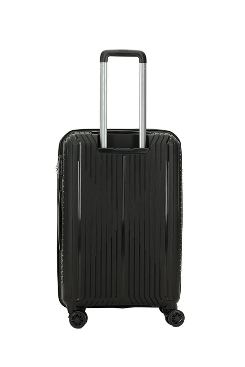 Black PP Large Striped Suitcase