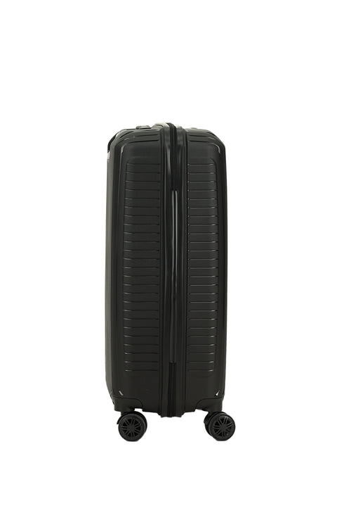 Black PP Large Striped Suitcase
