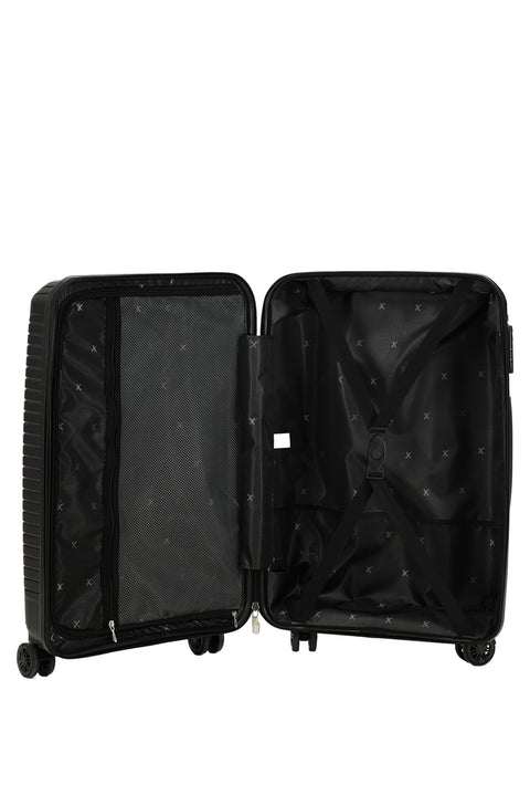 Black PP Large Striped Suitcase