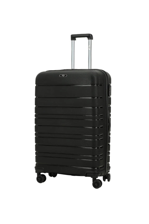 Black PP Large Striped Suitcase