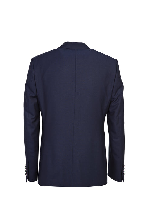 Koyu Lacivert 7 Drop Slim Fit Dar Kesim Sivri Yaka Yelekli Smokin & Damatlık
