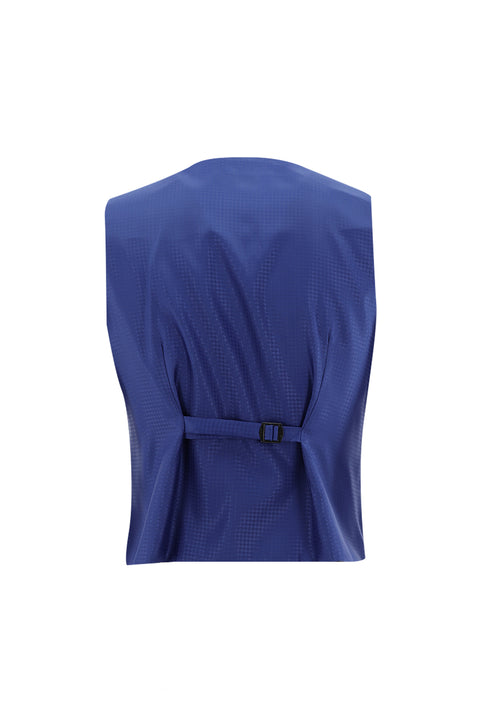 Koyu Mavi 7 Drop Slim Fit Dar Kesim Sivri Yaka Yelekli Smokin & Damatlık