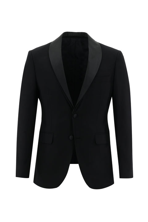 Siyah 7 Drop Slim Fit Dar Kesim Smokin & Damatlık