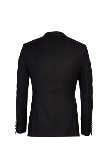 Siyah Mono Yaka Yelekli Slim Fit Dar Kesim Smokin / Damatlık